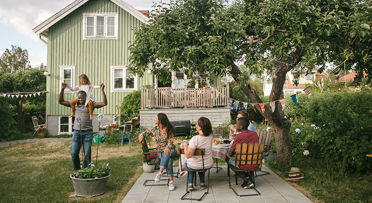 Family in Backyard in Summer