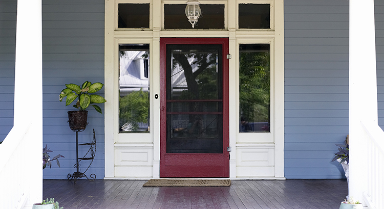 Front porch and front door of house